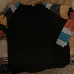 Long sleeve top with stripes on sleeves